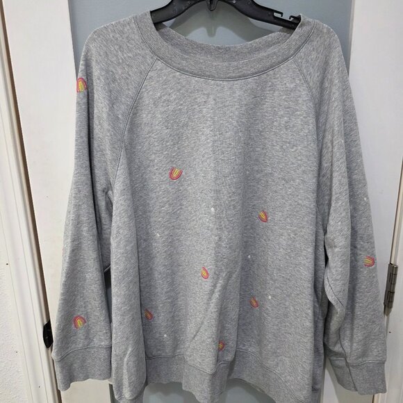 Old Navy Tops - Old Navy Grey Rainbow Crewneck Sweatshirt 3X